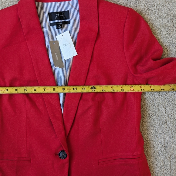 J. CREW Parke Blazer Wool Women 0 Red Holiday Christmas Preppy Party Office Work - Picture 6 of 9